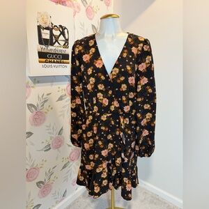 Abound Black Floral Long Sleeve Dress